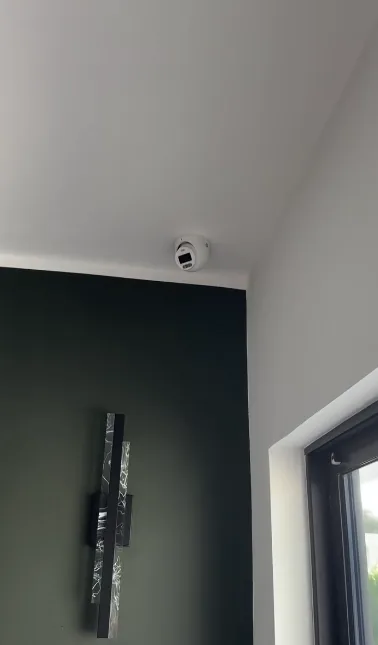 Dome camera on an interior ceiling