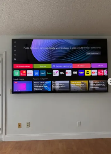 Flat TV mounted flush to the wall